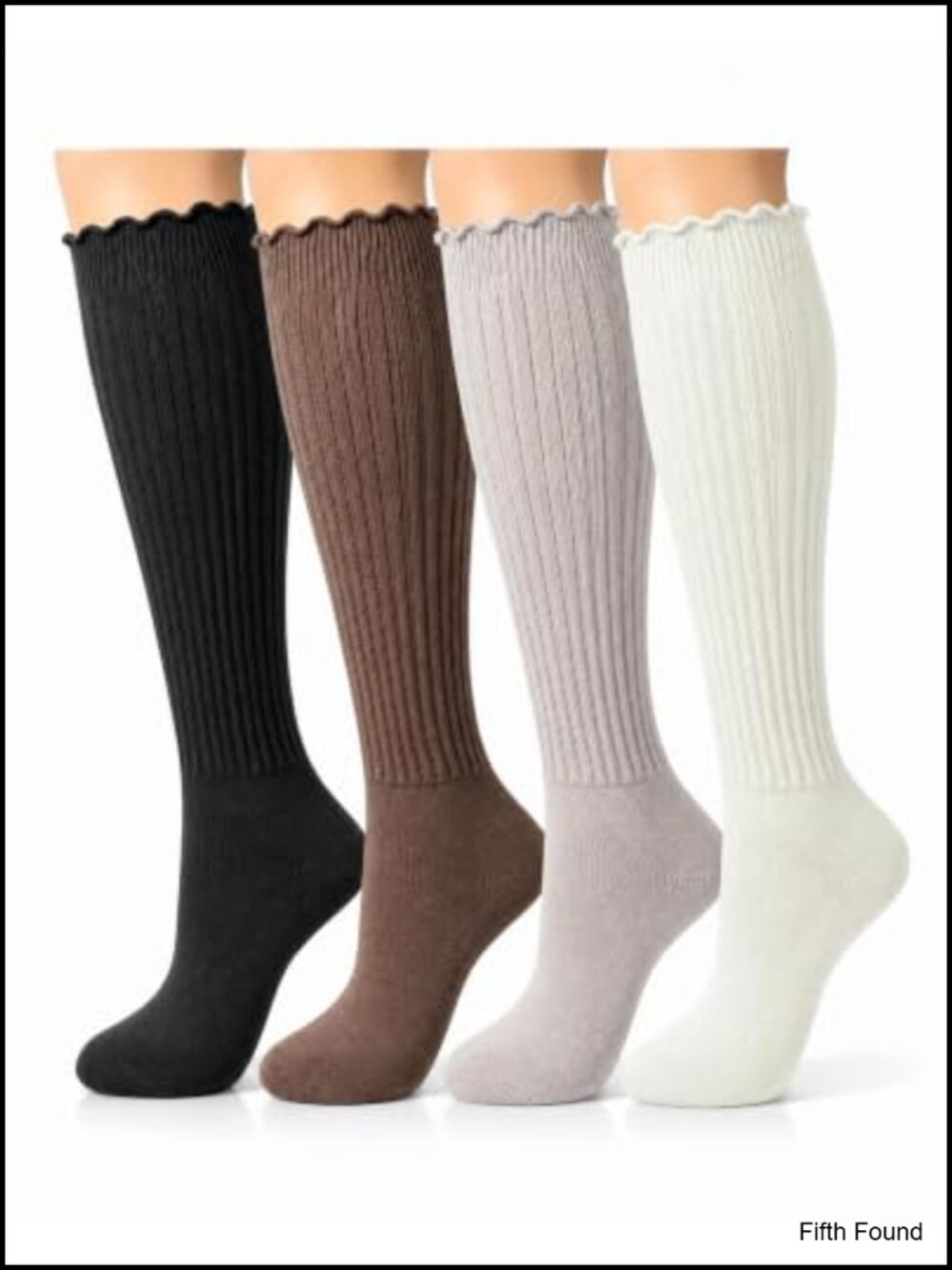 Ruffle Slouchy Socks Women Knee-High Frilly Boot Socks